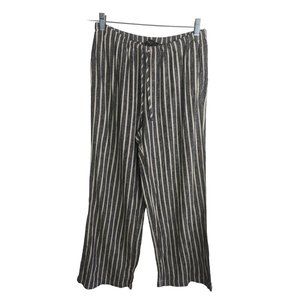 Melissa Paige Casual Linen Blend Boho Lagenlook Striped Pants pockets sz L